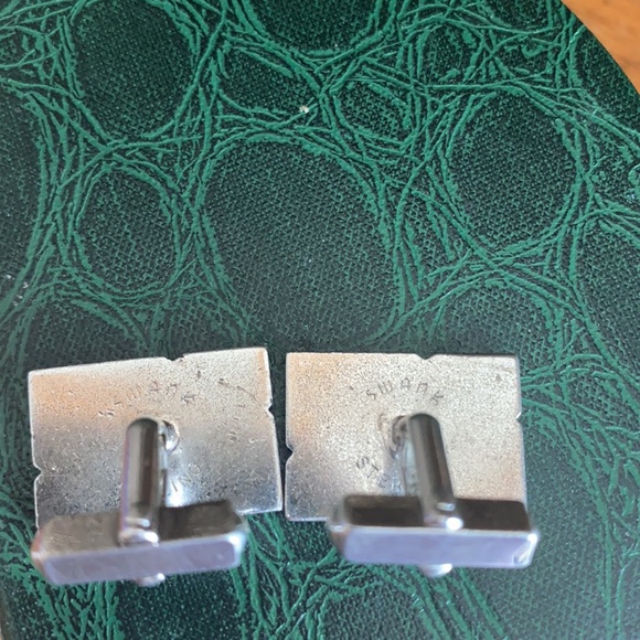 VTG SWANK sterling silver marked rectangular angled back cuff links - Picture 3 of 7